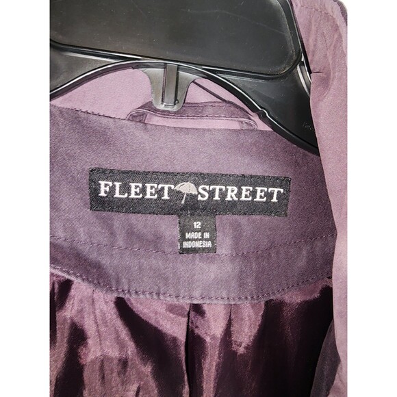 VTG Fleet Street Trench Coat Dk Purple Removable Hood Adjustable Waist Womens 12 - Picture 9 of 11